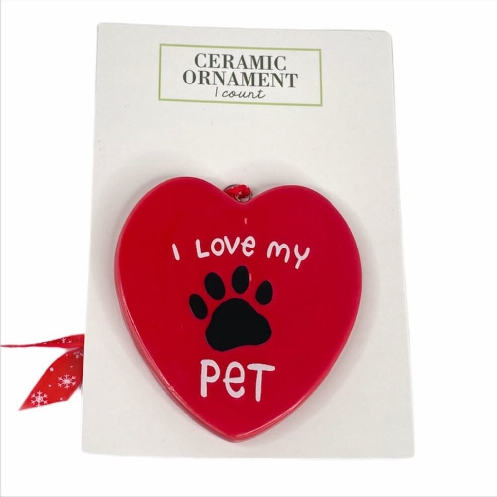 Ceramic Ornament I Love My Pet, Red, White, Black - Picture 4 of 4
